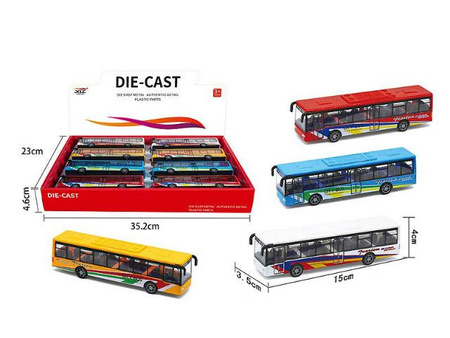 Autobus metalowy, 15cm, mix kolorów