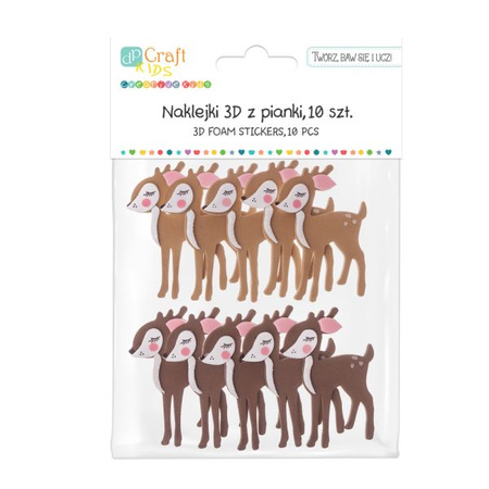 NAKLEJKI 3D Z PIANKI - BAMBI, 10 SZT.