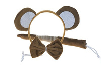 opaska uszy małpki, pluszowe, z ogonkiem