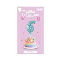 BALON FOLIA 13CM NA PATYKU '6' MIX KOLOR