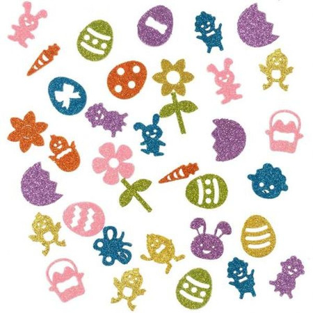 Brokatowe naklejki - wielkanocne kształty z pianki