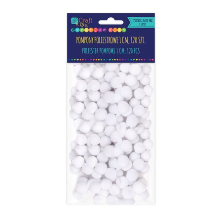 Pompony 1CM BIAŁY 120sztuk Dp Craft