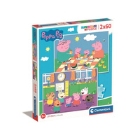 Puzzle 2x 60 elementów Świnka Peppa,  Clementoni