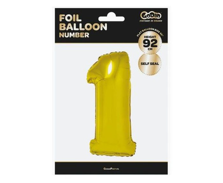 Balon foliowy B&C 'Cyfra 1', złota, 92 cm Godan