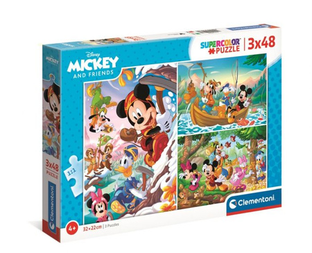 Puzzle 3 x 48 el. Supercolor. Mickey & Przyjaciele Clementoni