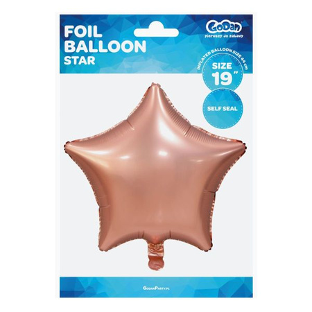 BALON 19 GWIAZDA MAT RÓŻ ZŁOTO