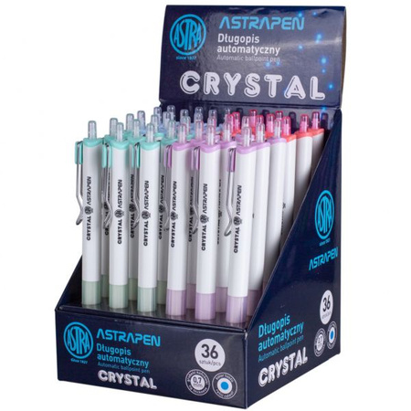 Długopis automatyczny Astra Pen Crystal white, display 36 sztuk