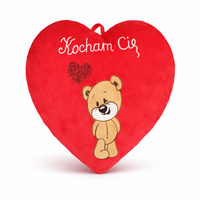 Serce z napisem 'Kocham Cię' i wyszytym misiem, 48 cm Walentynka