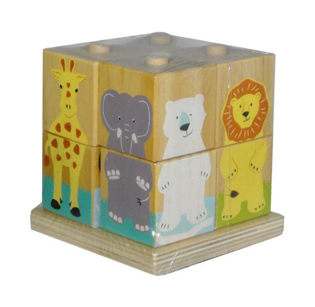 KLOCKI DREWNO ZWIERZAKI NA KOŁKI