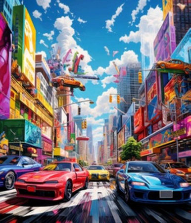 DIAMENTOWA MOZAIKA AUTO MIASTO SAMOCHODÓW KOLOROWE PAK 30   30X40