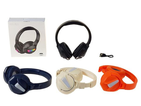 słuchawki bezprzewodowe z Bluetooth, wbudowany mikrofon, możliwość rozmowy, kabel USB