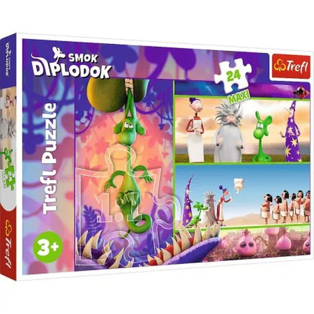 Puzzle 24 maxi Smok Diplodok, Ciekawski Smok Diplodok, Trefl