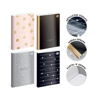 Notes A5 w kropki, Bullet Journal, metaliczna okładka, 64 kartki, Interdruk