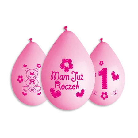 Balony Premium 'Moje 1 urodziny ( różowy ), 12' / 5 szt. (wiszące)