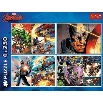 Puzzle Marvel 4 x 250 el. Bohaterskie dni, Avengers Trefl