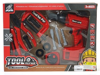 zestaw narzędzi z wiertarką na baterie; 36x26,5x6,5cm, W/B