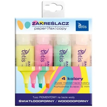 KOMPLET ZAKREŚLACZY PASTELOWYCH 4 KOLORY