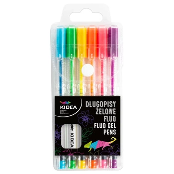 DŁUGOPISY ŻELOWE FLUO A 6 KOLORÓW KIDEA