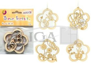 Drewnokształty CDW-9366 mix 4 wzorów. Op. zawiera 2 szt. ze sznurkiem.