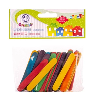 Patyczki kolorowe krótkie, 50 sztuk - Wesołe figurki