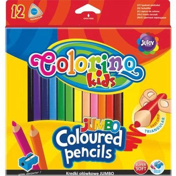 Kredki ołówkowe trójkątne jumbo 12 kol + temperówka Colorino