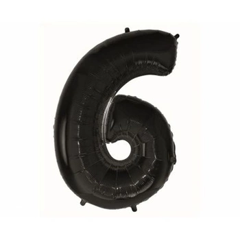 Balon foliowy Cyfra czarna '6'- Wielkość 92 cm