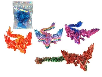 smok 3D ze skrzydłami, dł.28cm, przegubowy, ruchomy;