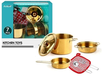 Zestaw metalowych garnków, złote; 26,3x11x23,5cm, W/B (1/622234 )