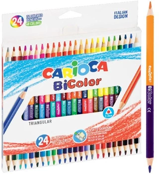 KREDKI OŁÓWKOWE 12SZT/24KOL TRÓJKĄTNE CARIOCA BICOLOR