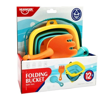 Zestaw do piasku składany silikonowy z łopatką i grabianimi 12m+