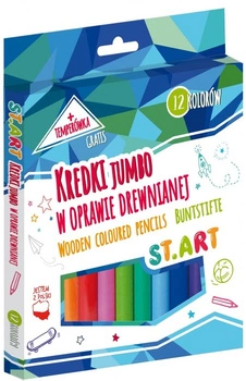 Kredki Jumbo ST.ART w oprawie drewnianej, 12 kolorów