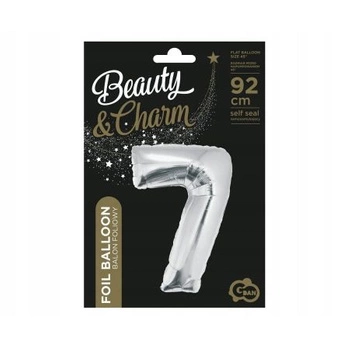 Balon foliowy Cyfra srebrna '7' - Wielkość 92cm