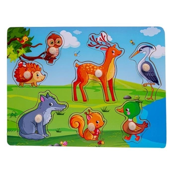 Drewniana układanka Zwierzątka leśne- 7 elementów, Smily Play