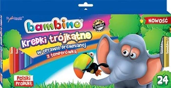 KREDKI 24KOLORY BAMBINO TRÓJKĄTNE+TEMPERÓWKA
