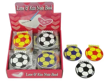 notesik okragły śred.8cm, skoroszyt, okładka piłka, display 48szt; 22,5x22x6cm