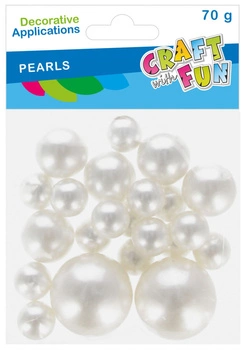 Ozdoba dekoracyjna koraliki perły białe 70 g CRAFT WITH FUN 567288