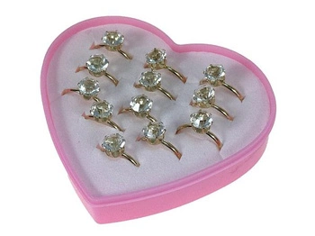 zestaw 12 szt. pierścionków metalowych, regulowanych z diamentem