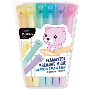 FLAMASTRY KREMOWE MISIE 6 KOLORÓW KIDEA
