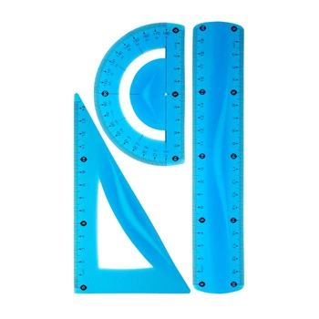 Zestaw geometryczny kreślarski giętki, niebieski, Tetis