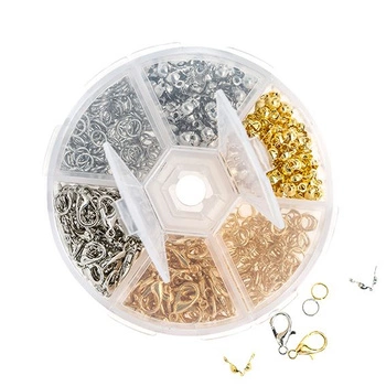 ZESTAW PÓŁFABRYKATÓW DO BIŻUTERII, 500 SZT, SREBRNY I ZŁOTY