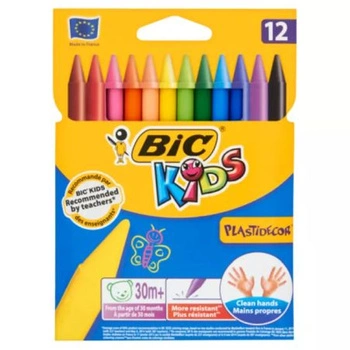 KREDKI 12KOL ŚWIECOWE PLASTIDECOR BIC KIDS