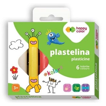Plastelina szkolna okrągła, 6 kolorów, Happy Color
