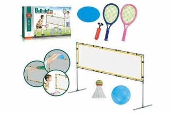 ZESTAW SPORTOWY Z SIATKĄ 3 W 1 BADMINTON/FRISBEE/SIATKÓWKA