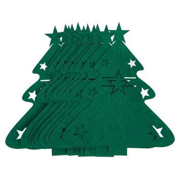 FILCOWE PODKŁADKI NA SZTUĆCE CHOINKI 12 SZT - CIEMNO ZIELONE