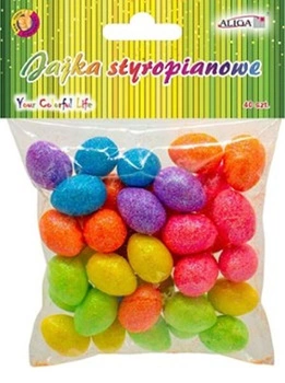 Jajka styropianowe WPJ-9151 kolorowe brokatowe. Op. zawiera 40 szt., w