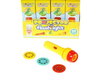 projektor- latarka 11,5x4x4cm, wymienne obrazki, na baterie, display 12szt; 17,5x15,5x11,5cm, Box