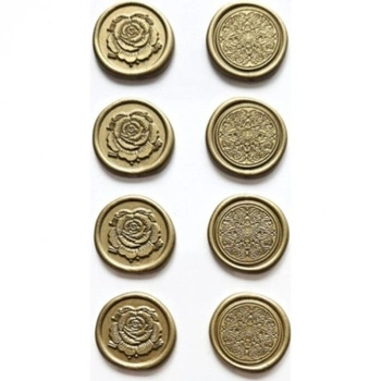 Odbicie lakowe samoprzylepne Róża i Mandala,  8 szt./op.złote