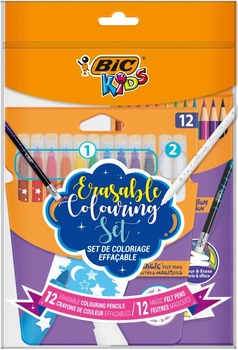 Zestaw flamastry magiczne + kredki wymazywalne BIC Kids Erasable Coloring Set Pouch 24 sztuki BIC
