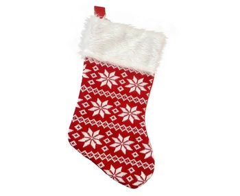 #STAI Skarpeta świąteczna, czerwona w śnieżynki, 41x22 cm