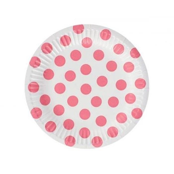 TALERZYKI PAP GROSZKI RÓZ 18CM 6SZT
